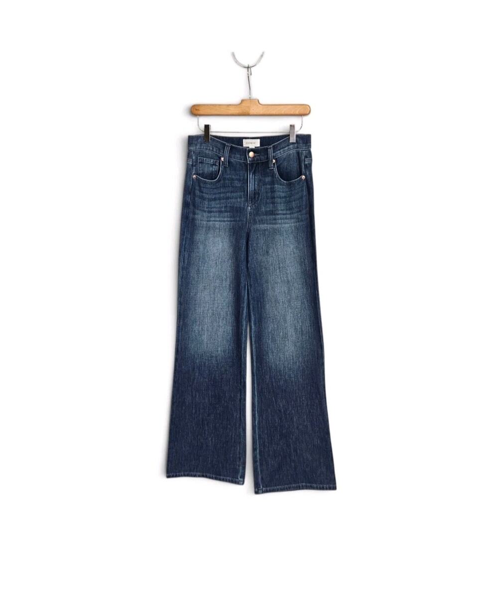 Evereve Wide Leg High Rise Medium Wash Jeans Women's Size 26